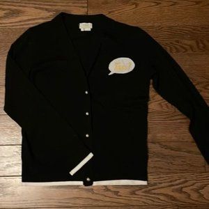 kate spade taxi black vneck cardigan sweater size small nwot sample piece!